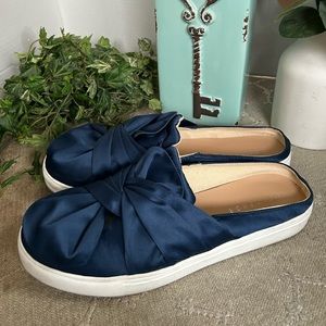 Metaphor Blue Satin Slip On Slide Sneakers. Size 10